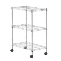 Iris&reg; 32" Silver 3-Tier Rolling Wire Rack Shelf