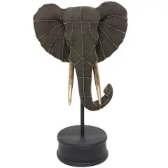 27" Black Polystone Elephant Sculpture