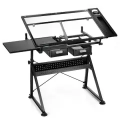 Metal & Glass Artist Table by Artist's Loft&reg; Black