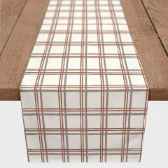 90" White & Red Holiday Plaid Cotton Twill Runner