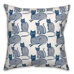 Blue Cat Pattern 18" x 18" Throw Pillow