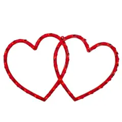 10" Lighted Red Double Heart Window Silhouette Decoration
