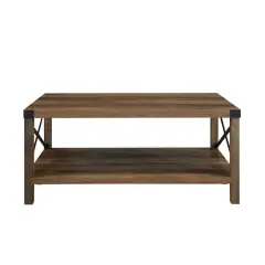 Walker Edison Black Metal & Reclaimed Barnwood Rustic Coffee Table 