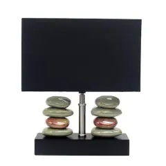 Elegant Designs&trade; 14" Rectangular Dual Stacked Stone Table Lamp with Black Shade