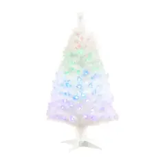 4ft. Fiber Optic Multicolor LED Lights White Pine Artificial Christmas Tree