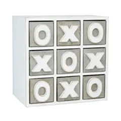 White Wood Traditional Tic Tac Toe Cabinet, 11" x 11" x 9"