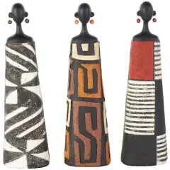 13" Red, Orange & White African Decorative Sculpture with Dresswear Set