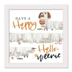 Happy Hallo-weenie Trick or Treat White Framed Print Wall Art