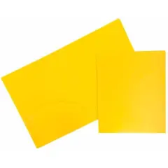 JAM Paper Heavy Duty Plastic 2 Pocket File Folder Yellow