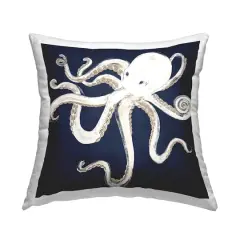 Stupell Industries Whimsical Nautical Octopus Illustration Ocean Blue Throw Pillow 18" x 18"