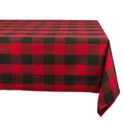 DII&reg; 84" Buffalo Check Tablecloth Tango Red and Black