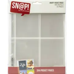 Simple Stories Sn@p!&trade; 3" x 4" Pocket Pages for 6" x 8" Binders, 10ct.