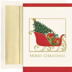 JAM Paper Santa's Elegant Sleigh Christmas Cards & Envelopes, 18ct.