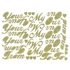 JAM Paper Miscellaneous Gold Script Floral Adhesive