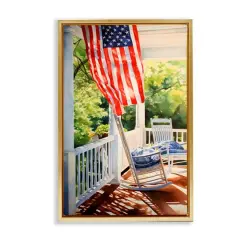 Stupell Industries Vintage American Porch Floater Framed Art Gold