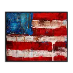 Stupell Industries Rustic United States Flag with Distressed Paint Drip Framed Giclee Art Black