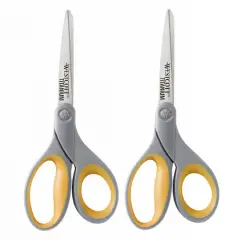 Westcott&reg; 8" Gray & Yellow Soft Grip Titanium Bonded Straight Scissors, 2ct.