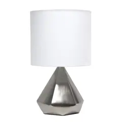 Simple Designs 19.8" Solid Pyramid Table Lamp Silver