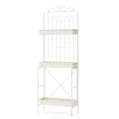 Glitzhome&reg; 68" 3-Tier White Metal Shelf Planter Stand