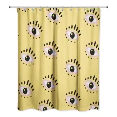 Eyeball Pattern Shower Curtain Yellow