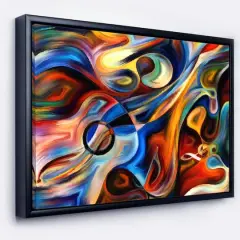 Designart - Abstract Music and Rhythm - Abstract Framed Canvas Art Print Black