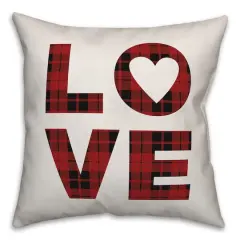 Love Plaid Throw Pillow