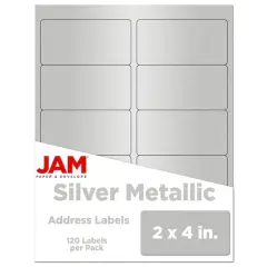 JAM Paper Standard Address Labels, 120ct. Silver Metallic