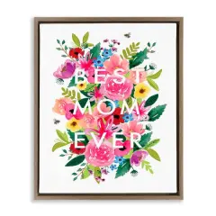 Stupell Industries Floral Best Mom Ever Floater Framed Art Brown