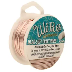 The Beadsmith&reg; Wire Elements&trade; 18 Gauge Tarnish Resistant Round Soft Temper Wire, 4yd.Rose Gold