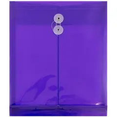 JAM Paper Letter Size Plastic Envelopes with Button & String Tie Closure, 12ct. Purple