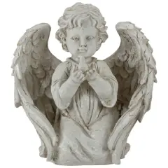 10" Ivory Kneeling Cherub Angel with Dove Garden Statue