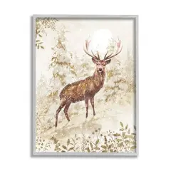 Stupell Industries Elk Snow Covered Forest Black Framed Giclee Art Gray