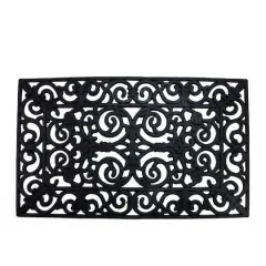 Black Open Back Scroll Welcome Doormat