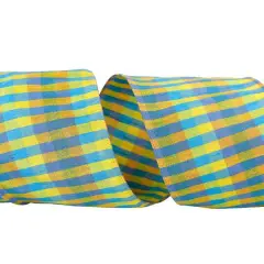 JAM Paper 4" x 10yd. Wired Plaid Dupioni Sally Ribbon