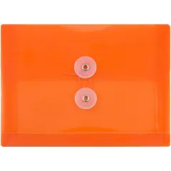 JAM Paper 5.5" x 7.5" Button & String Tie Closure Plastic Envelopes, 12ct. Orange