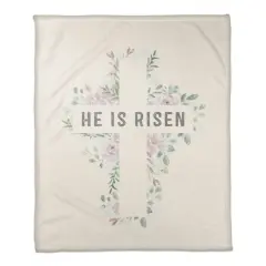 Watercolro Floral Cross Risen 3 50" x 60" Coral Fleece Blanket