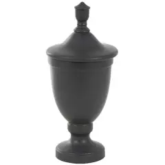 Ceramic Fluted Urn-Shaped Living Room Decorative Jar with Lid Black