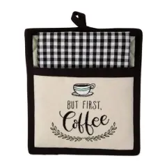 Coffee Time Embroidered Potholder Gift Set