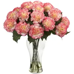 Carnation Arrangement In Vase Cream Pink