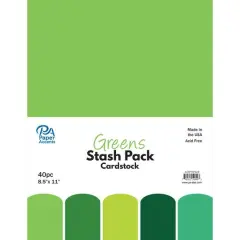 PA Paper&trade; Accents Greens Stash Pack 8.5" x 11" Cardstock, 40 sheets