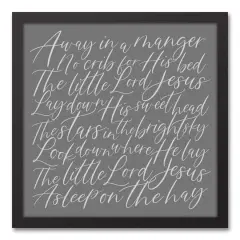 Away in a Manger Black Framed Canvas Wall Art