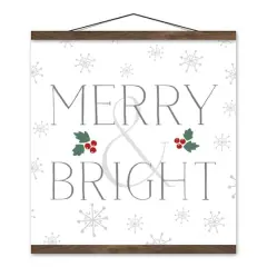 Merry and Bright 16x16 Teak Hanging Canvas