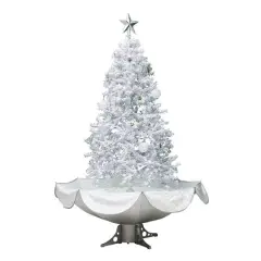 6ft. Pre-Lit Musical Snowing Artificial Tinsel Christmas Tree, White LED Lights