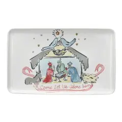 Hello Honey&reg; 13" Nativity Oh Come Let Us Adore Him Stoneware Platter