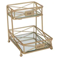 Home Details 2-Tier Sleek Vanity Tower Gold
