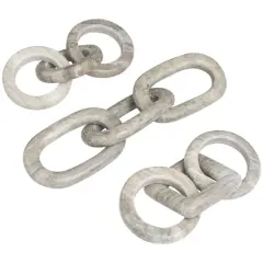 Gray Marble Geometric Link Chain Sculpture Set