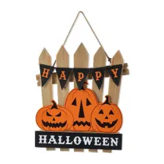 Glitzhome&reg; 14"H Halloween Wood Jack O Lantern Door Hanger
