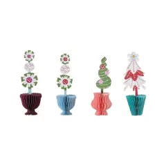Hello Honey&reg; 6" Printed Paper Folding Honeycomb Topiary with Holiday Design Set