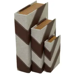 Brown Chevron Faux Leather Faux Book Box Set