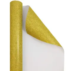 JAM Paper Glitter Holiday Gift Wrap, 4ct. Gold with Glitter